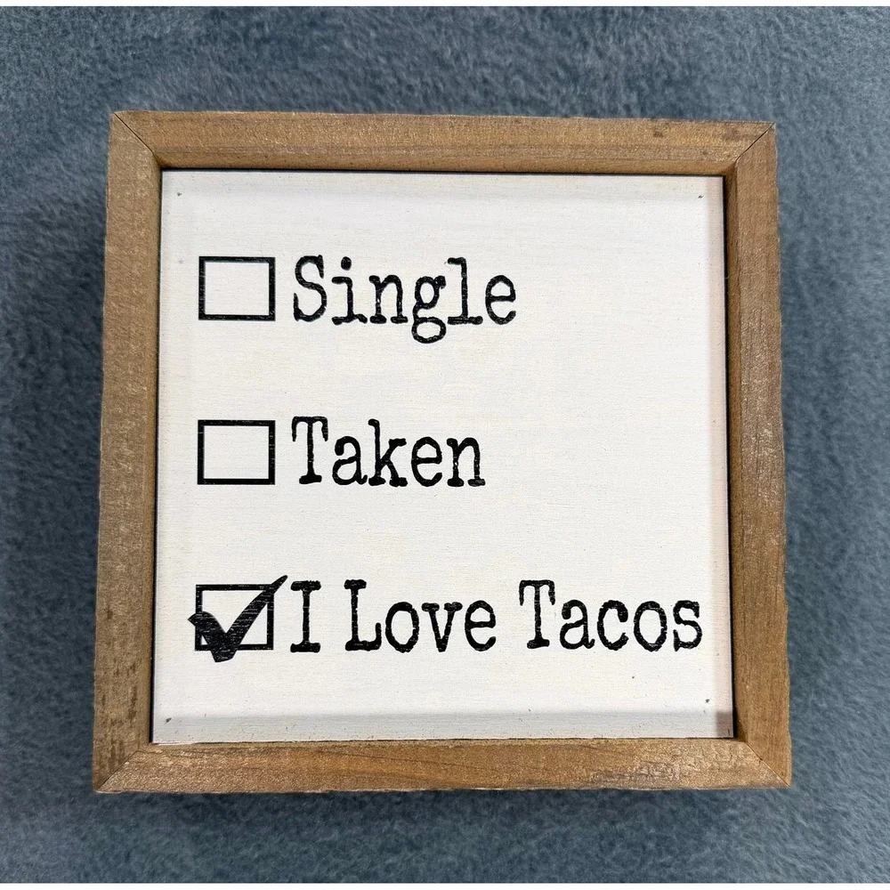 Driftless Studios I Love Tacos Wooden Box Sign Handmade Rustic Home Decor 6x6